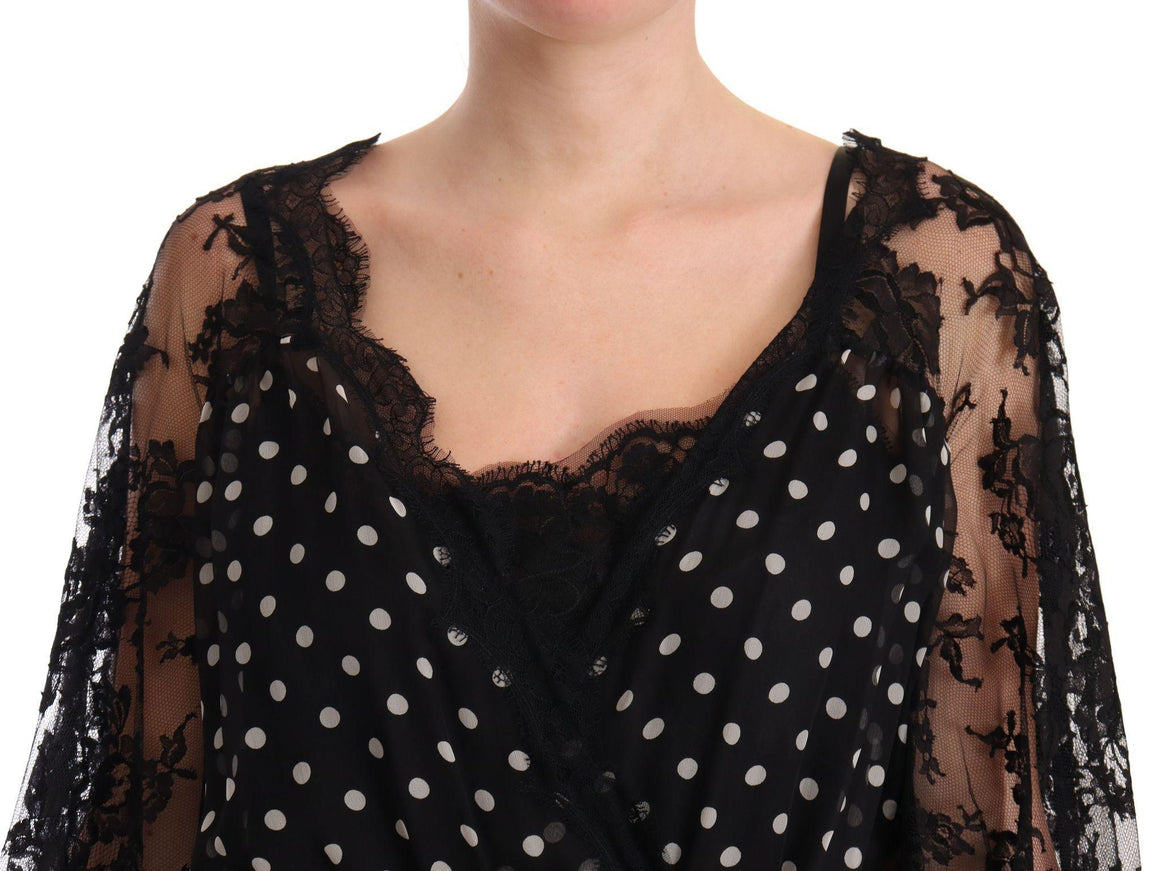 Dolce & Gabbana Black Lace Floral Polka Maxi Capri Dress - Ellie Belle