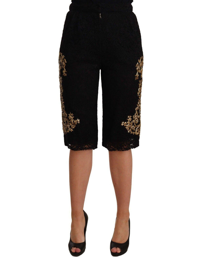 Dolce & Gabbana Black Lace Gold Baroque SPECIAL PIECE Shorts - Ellie Belle