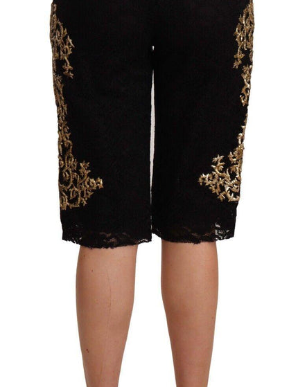 Dolce & Gabbana Black Lace Gold Baroque SPECIAL PIECE Shorts - Ellie Belle