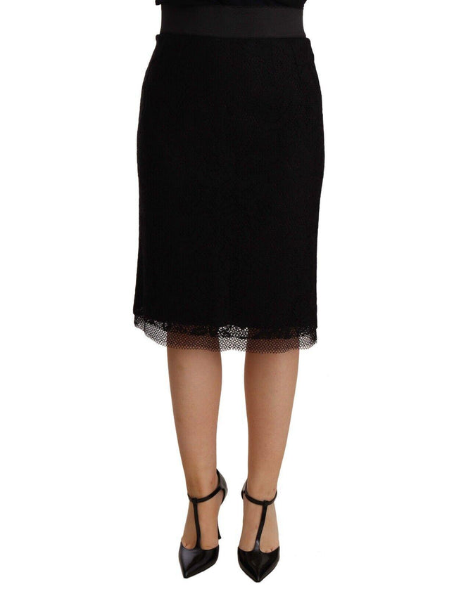 Dolce & Gabbana Black Lace High Waist Pencil Cut Skirt - Ellie Belle
