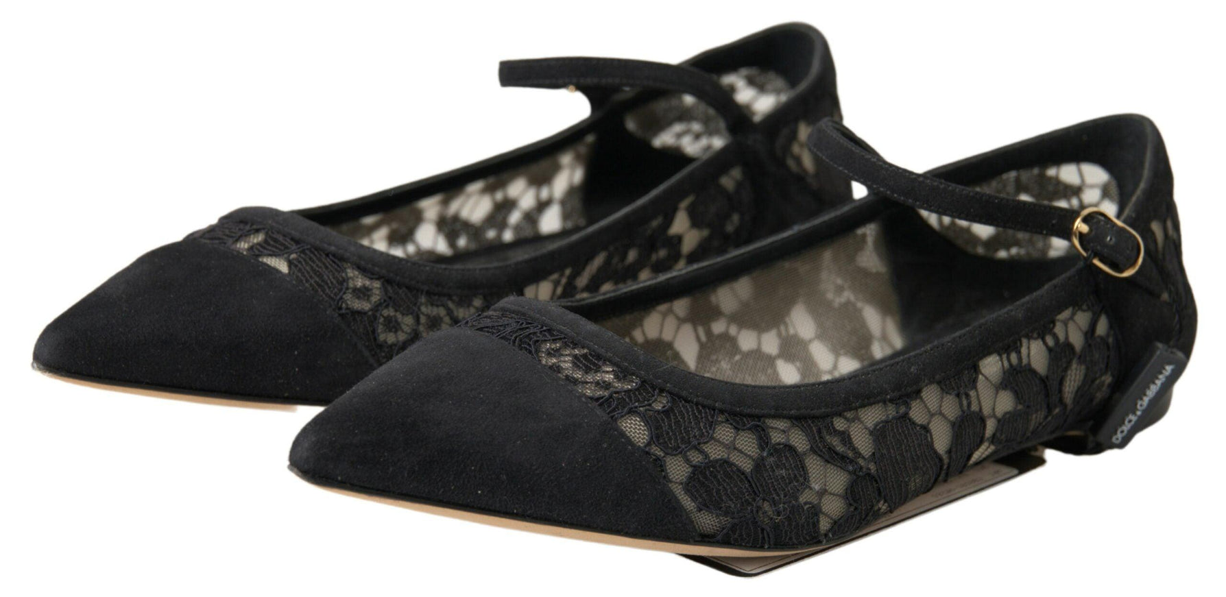 Dolce & Gabbana Black Lace Loafers Ballerina Flats Shoes - Ellie Belle