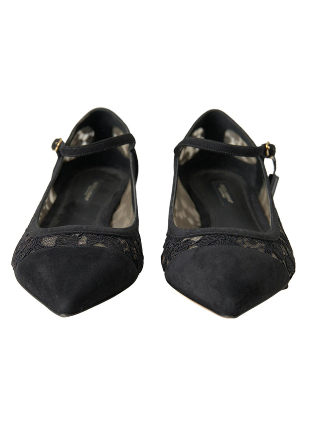 Dolce & Gabbana Black Lace Loafers Ballerina Flats Shoes - Ellie Belle