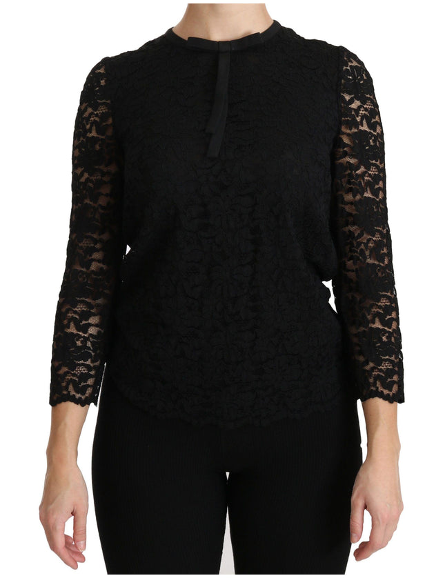 Dolce & Gabbana Black Lace Long Sleeve Nylon Blouse - Ellie Belle