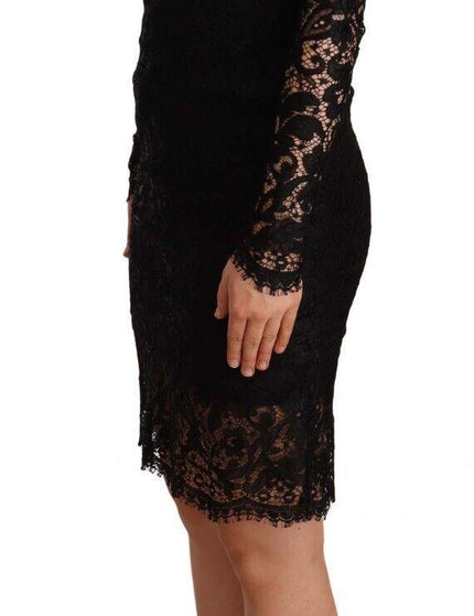 Dolce & Gabbana Black Lace Long Sleeves Knee Length Dress - Ellie Belle
