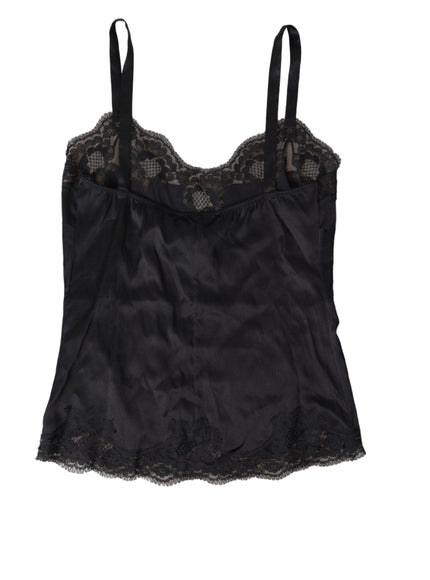 Dolce & Gabbana Black Lace Silk Sleepwear Camisole Top Underwear - Ellie Belle