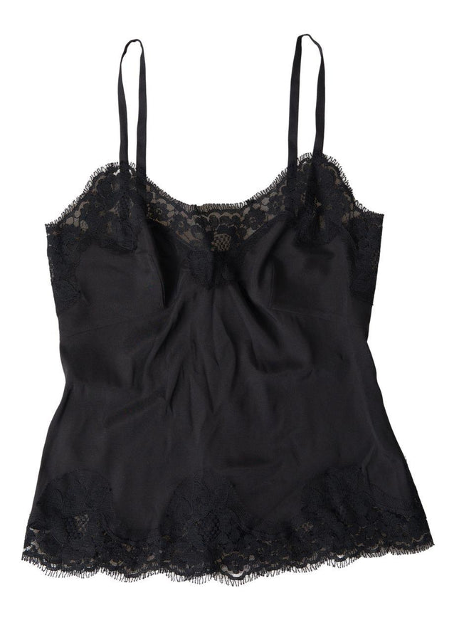 Dolce & Gabbana Black Lace Silk Sleepwear Camisole Underwear - Ellie Belle