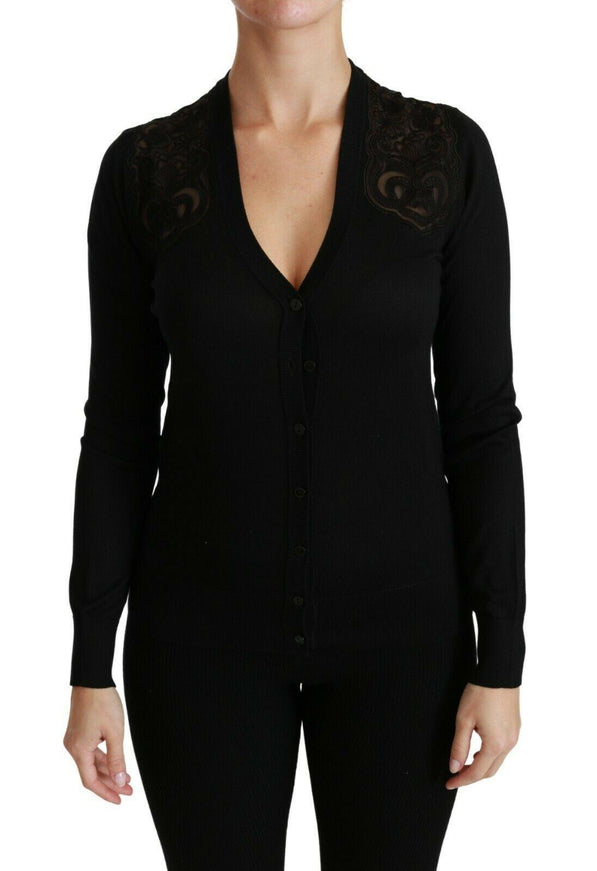 Dolce & Gabbana Black Lace Sweater Cardigan Sweater - Ellie Belle