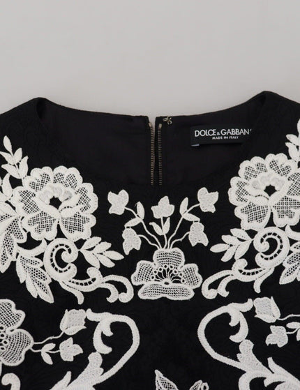 Dolce & Gabbana Black Lace Trim Half Sleeves A-line Dress - Ellie Belle