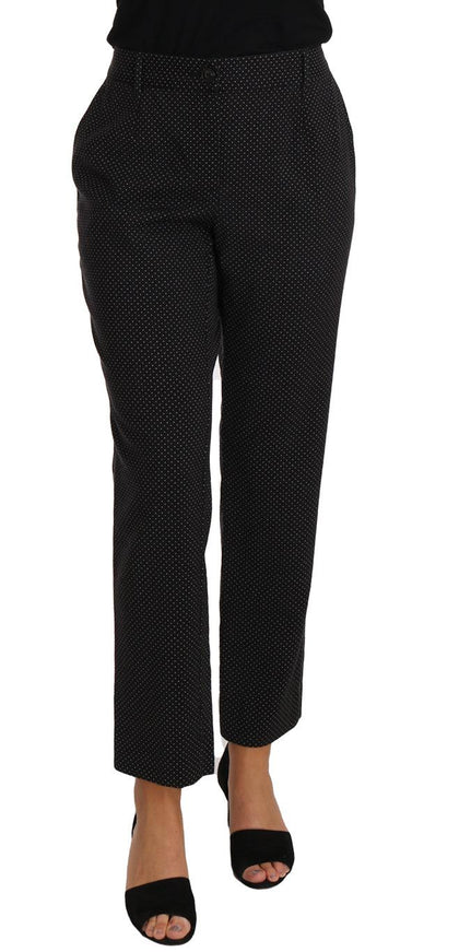 Dolce & Gabbana Black Lace Up Riding Cropped Trouser Pants