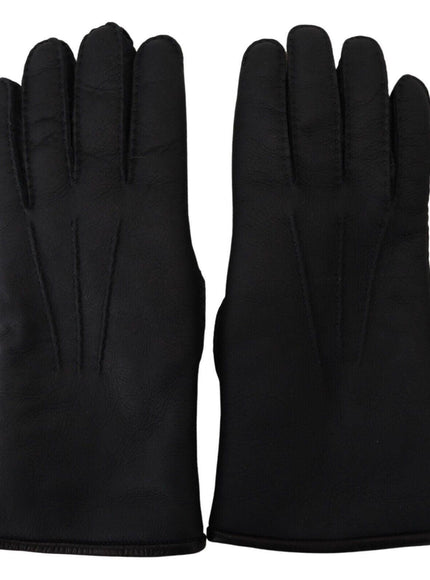 Dolce & Gabbana Black Lambskin Leather Hands Mitten Mens Gloves - Ellie Belle
