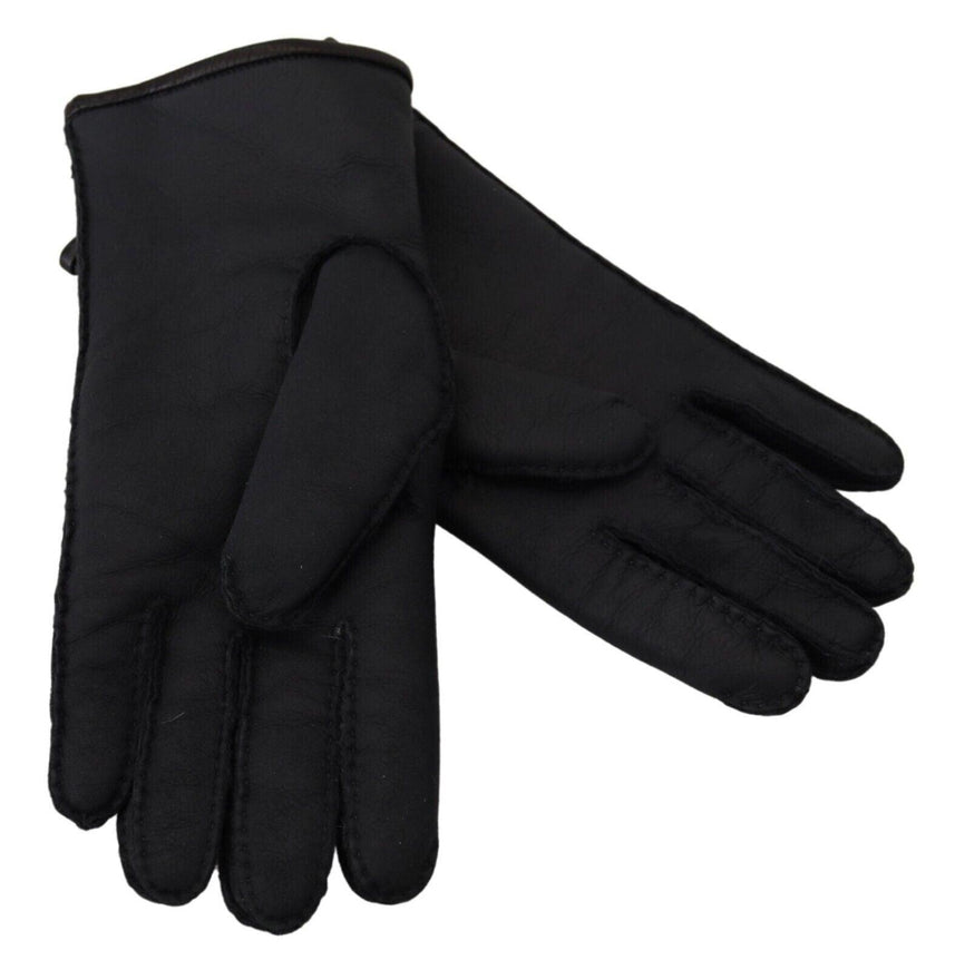 Dolce & Gabbana Black Lambskin Leather Hands Mitten Mens Gloves - Ellie Belle