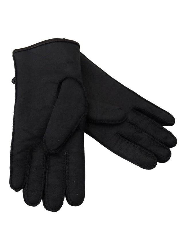 Dolce & Gabbana Black Lambskin Leather Hands Mitten Mens Gloves - Ellie Belle