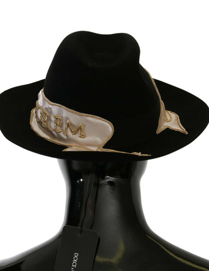 Dolce & Gabbana Black Lapin Amor Gignit Wide Brim Panama Hat - Ellie Belle