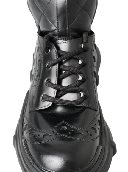 Dolce & Gabbana Black Leather Ankle Casual Boots - Ellie Belle