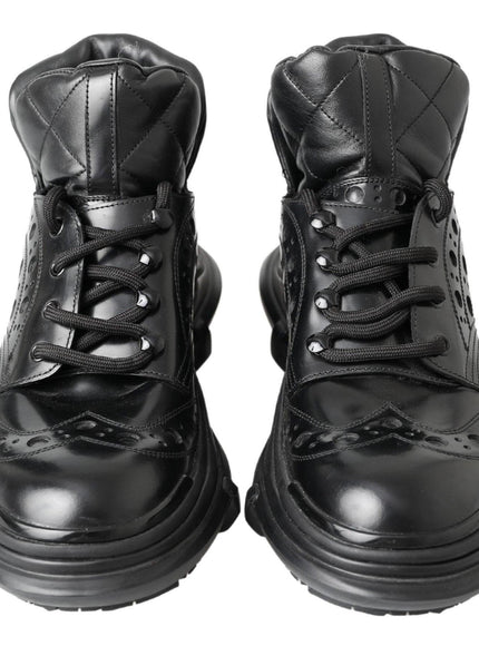 Dolce & Gabbana Black Leather Ankle Casual Boots - Ellie Belle