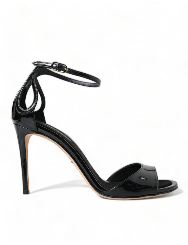 Dolce & Gabbana Black Leather Ankle Strap Heels Sandals Shoes - Ellie Belle