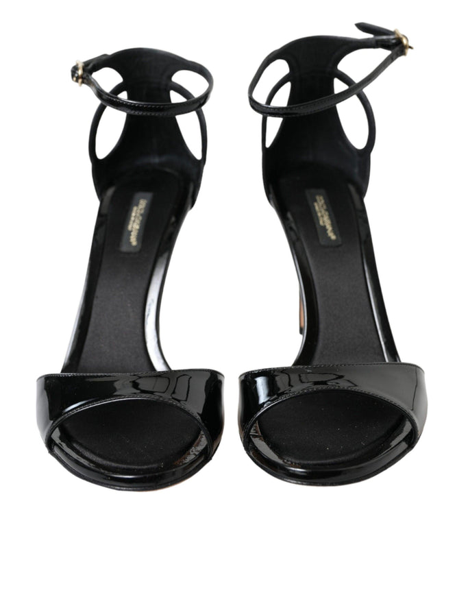 Dolce & Gabbana Black Leather Ankle Strap Heels Sandals Shoes - Ellie Belle