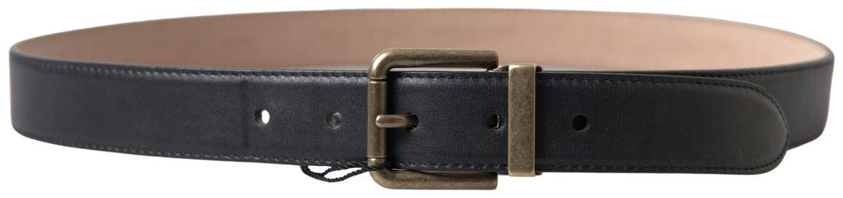 Dolce & Gabbana Black Leather Antique Metal Buckle Belt - Ellie Belle