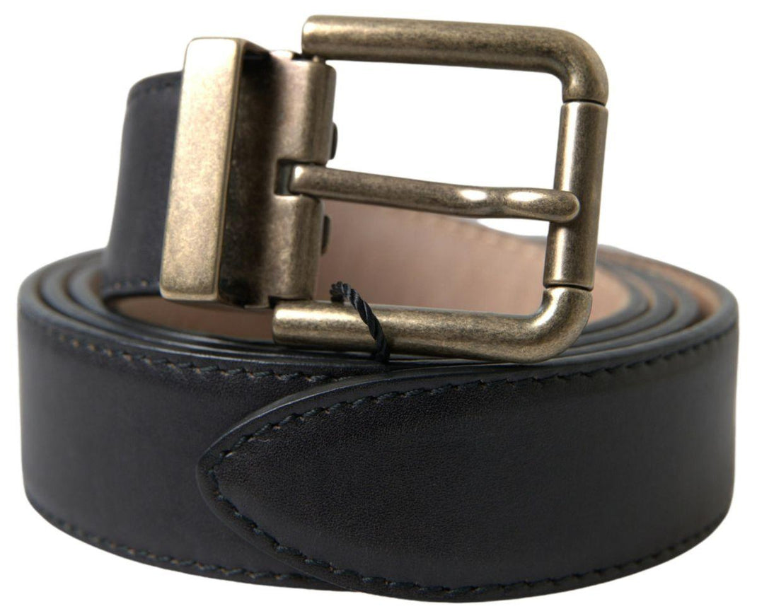 Dolce & Gabbana Black Leather Antique Metal Buckle Belt - Ellie Belle