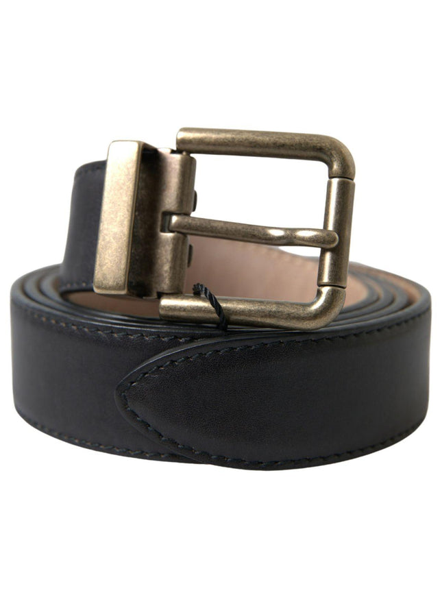 Dolce & Gabbana Black Leather Antique Metal Buckle Belt - Ellie Belle