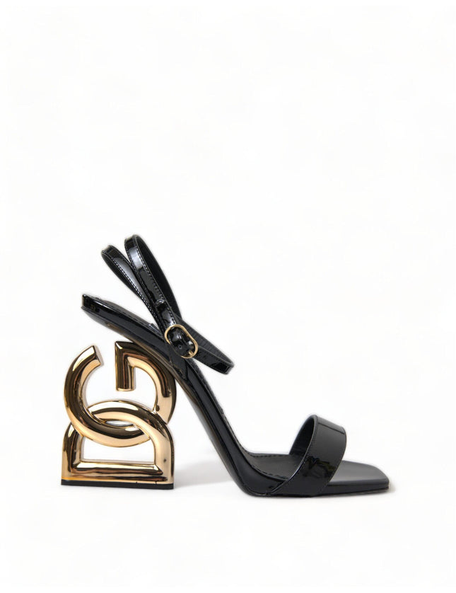 Dolce & Gabbana Black Leather Baroque Heel Sandals Shoes - Ellie Belle