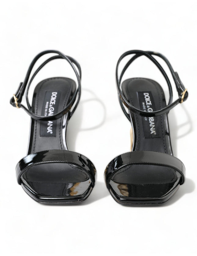 Dolce & Gabbana Black Leather Baroque Heel Sandals Shoes - Ellie Belle