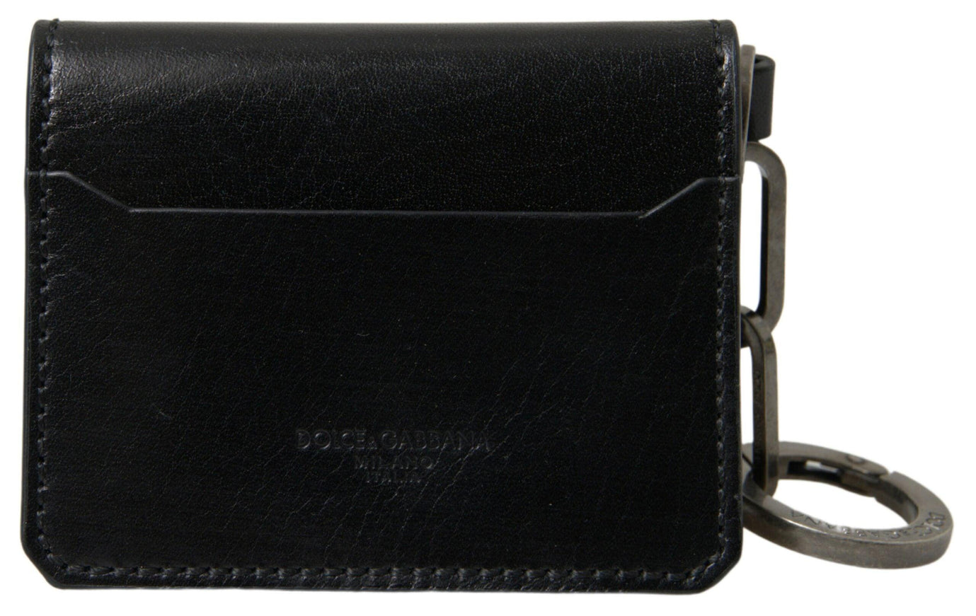 Dolce & Gabbana Black Leather Bifold Logo Card Holder Men Wallet - Ellie Belle