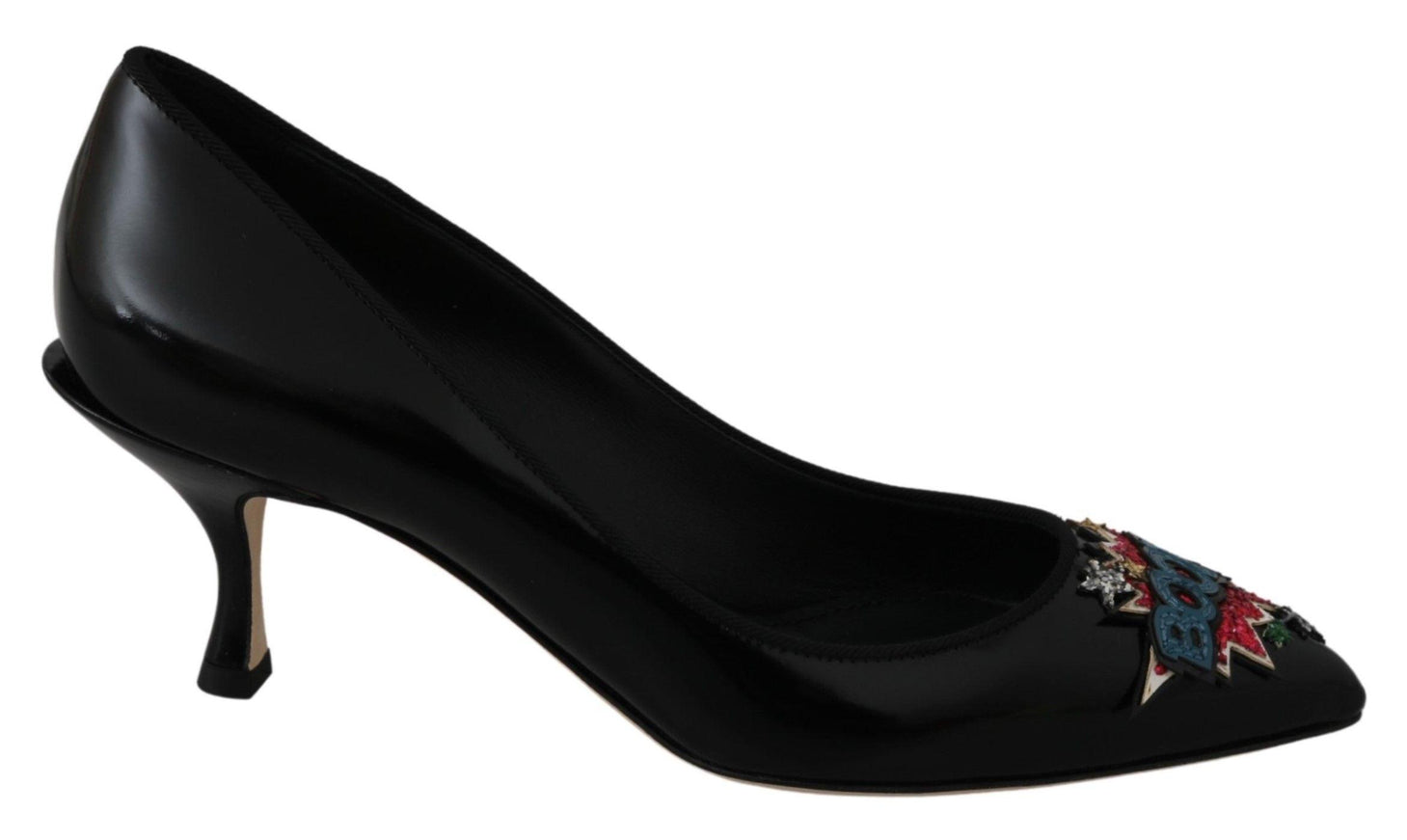 Dolce & Gabbana Black Leather BOOM Heels Pumps Shoes - Ellie Belle