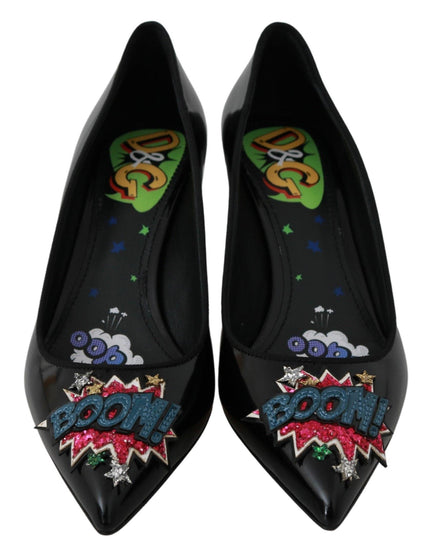 Dolce & Gabbana Black Leather BOOM Heels Pumps Shoes - Ellie Belle
