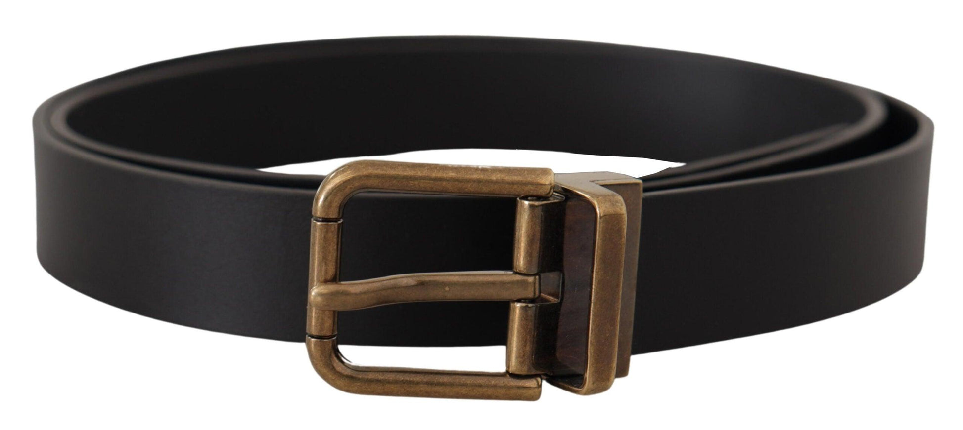 Dolce & Gabbana Black Leather Brass Metal Box Buckle Belt - Ellie Belle