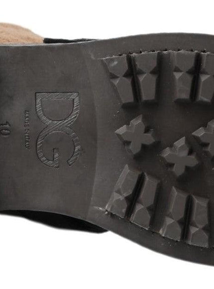 Dolce & Gabbana Black Leather Brown Shearling Boots