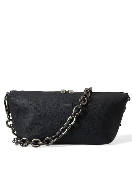 Dolce & Gabbana Black Leather Chain Strap Baguette Shoulder Bag - Ellie Belle