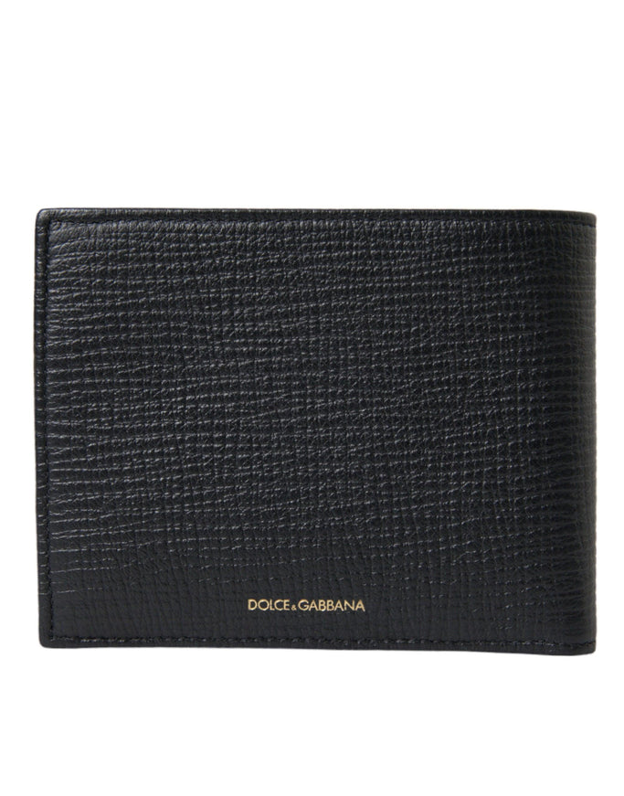 Dolce & Gabbana Black Leather Crown Heart Patch Bifold Card Holder Wallet - Ellie Belle