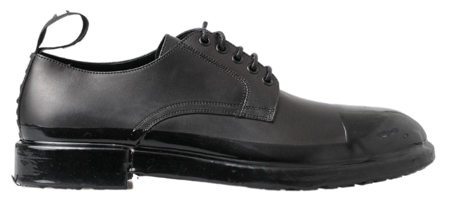 Dolce & Gabbana Black Leather Derby Dress Shoes - Ellie Belle