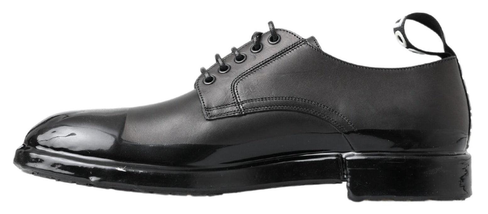 Dolce & Gabbana Black Leather Derby Dress Shoes - Ellie Belle