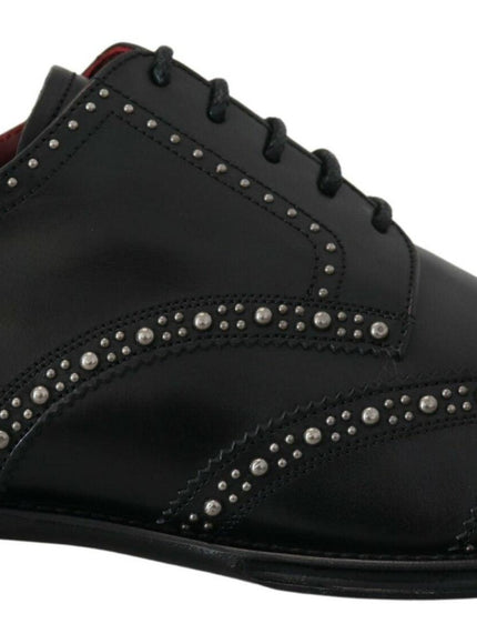 Dolce & Gabbana Black Leather Derby Dress Studded Shoes