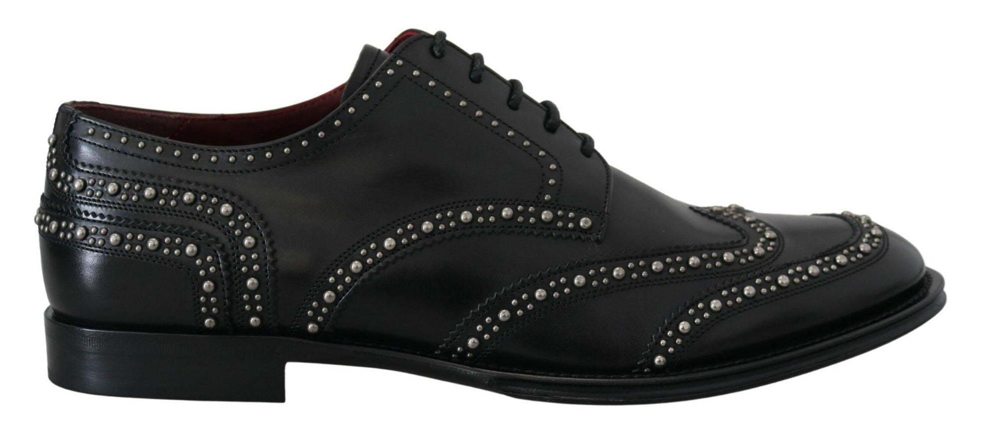 Dolce & Gabbana Black Leather Derby Dress Studded Shoes - Ellie Belle