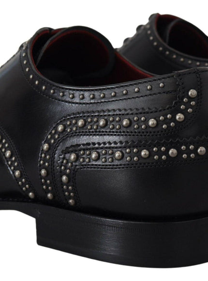 Dolce & Gabbana Black Leather Derby Dress Studded Shoes