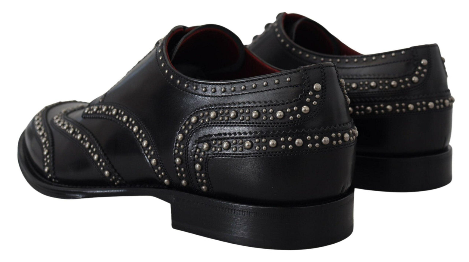 Dolce & Gabbana Black Leather Derby Dress Studded Shoes - Ellie Belle