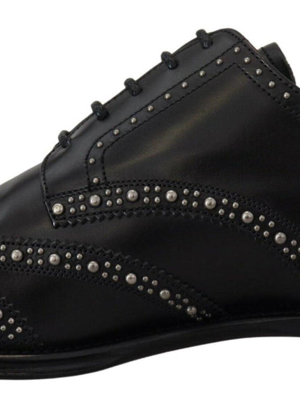 Dolce & Gabbana Black Leather Derby Dress Studded Shoes