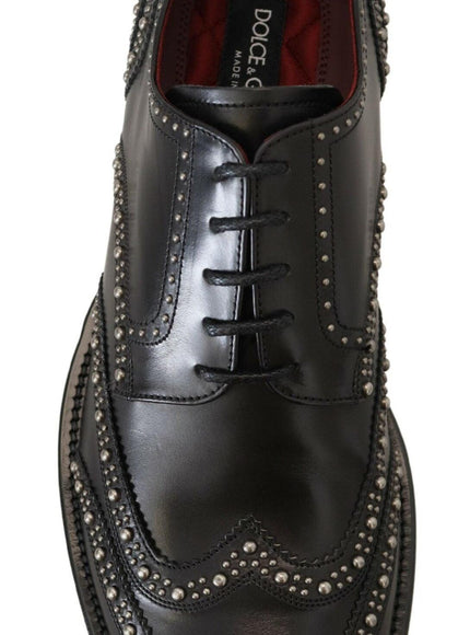 Dolce & Gabbana Black Leather Derby Dress Studded Shoes