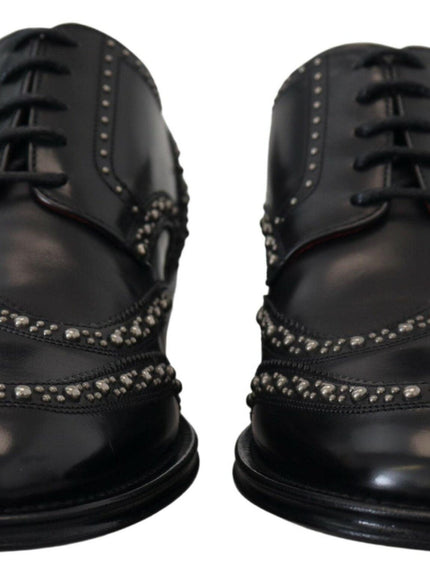 Dolce & Gabbana Black Leather Derby Dress Studded Shoes