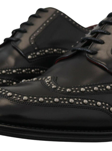 Dolce & Gabbana Black Leather Derby Dress Studded Shoes