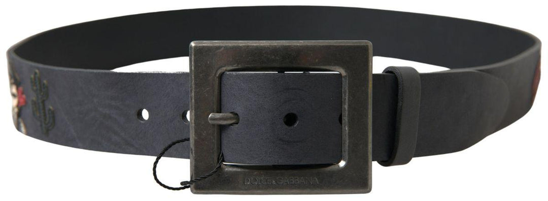 Dolce & Gabbana Black Leather #DGFAMLY Square Buckle Belt - Ellie Belle