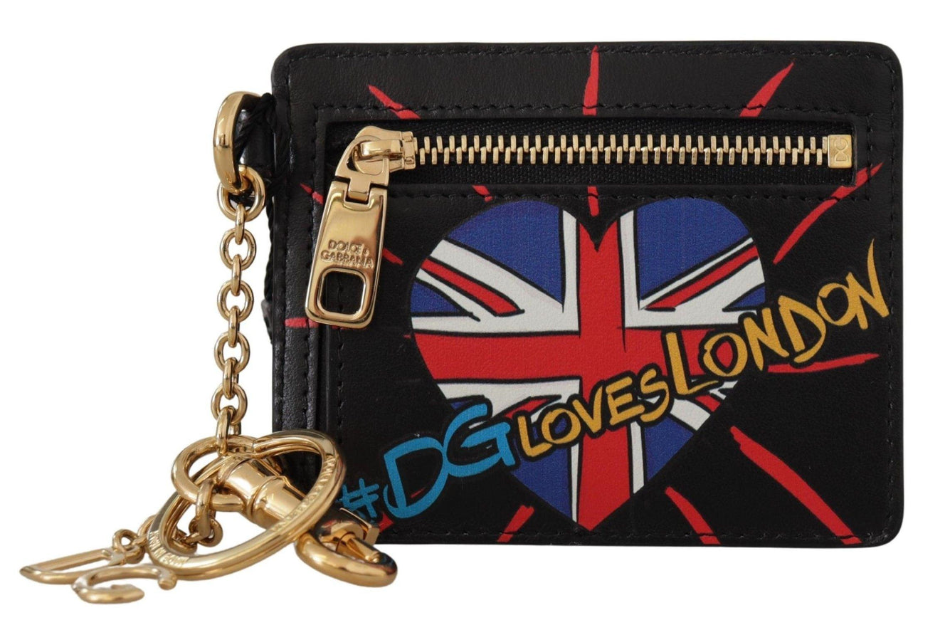 Dolce & Gabbana Black Leather #DGLovesLondon Keyring Cardholder Coin Case - Ellie Belle