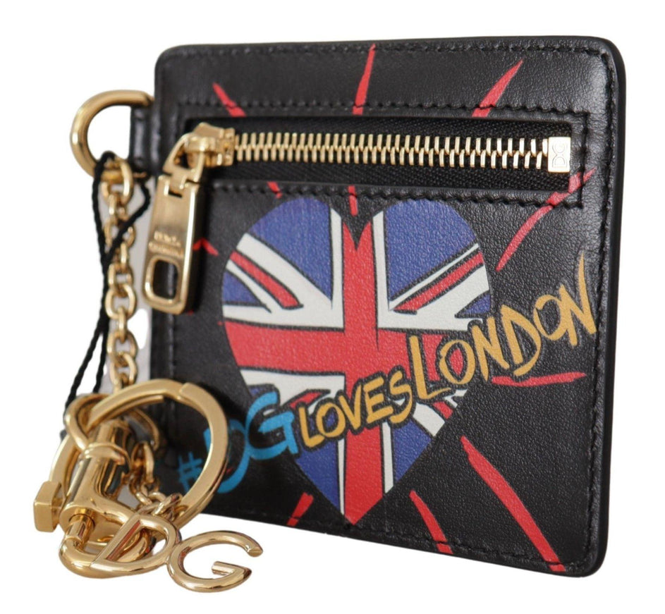 Dolce & Gabbana Black Leather #DGLovesLondon Keyring Cardholder Coin Case - Ellie Belle