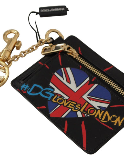 Dolce & Gabbana Black Leather #DGLovesLondon Keyring Cardholder Coin Case - Ellie Belle
