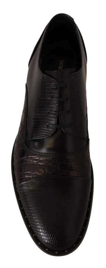 Dolce & Gabbana Black Leather Exotic Skins Formal Shoes - Ellie Belle