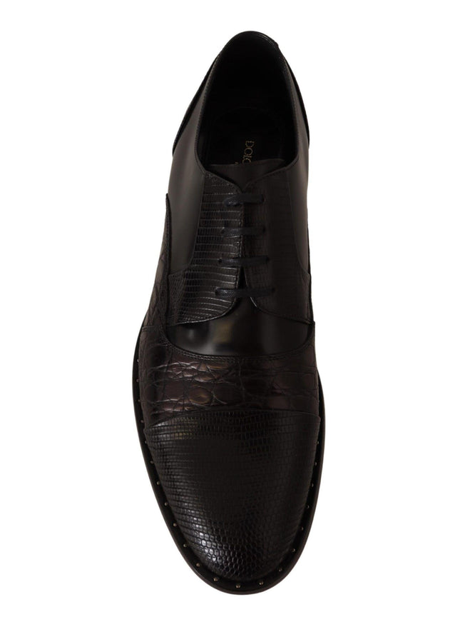 Dolce & Gabbana Black Leather Exotic Skins Formal Shoes - Ellie Belle