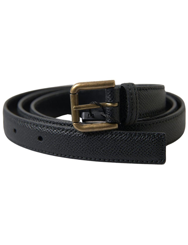 Dolce & Gabbana Black Leather Gold Metal Buckle Men Belt - Ellie Belle